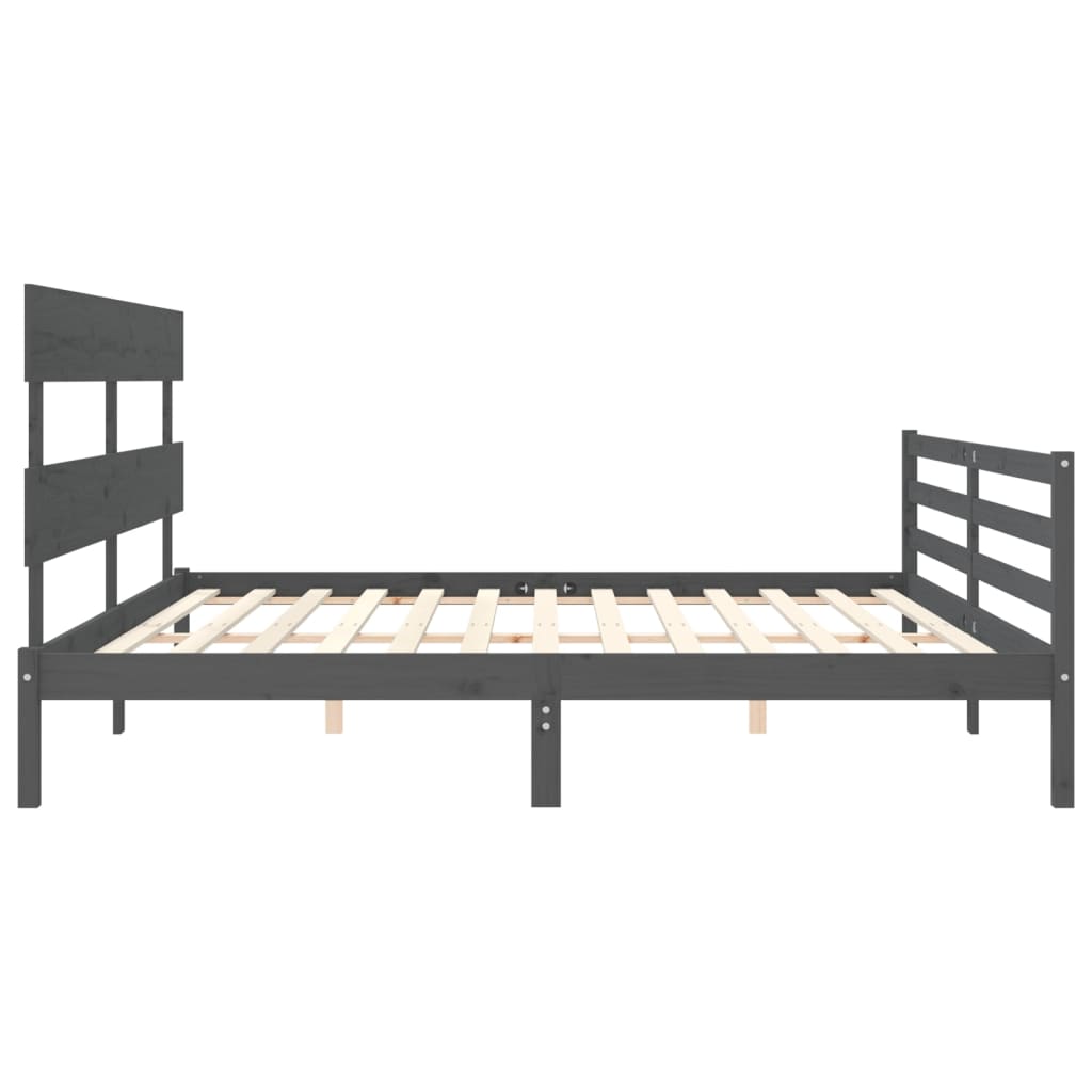 Cadre de lit sans matelas gris 200x200 cm bois massif - XIOS