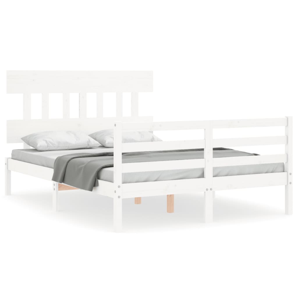 Cadre de lit sans matelas blanc bois massif - XIOS