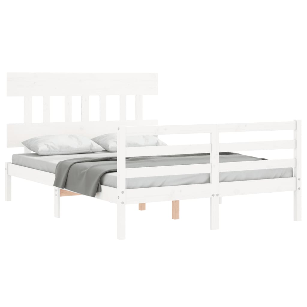 Cadre de lit sans matelas blanc bois massif - XIOS