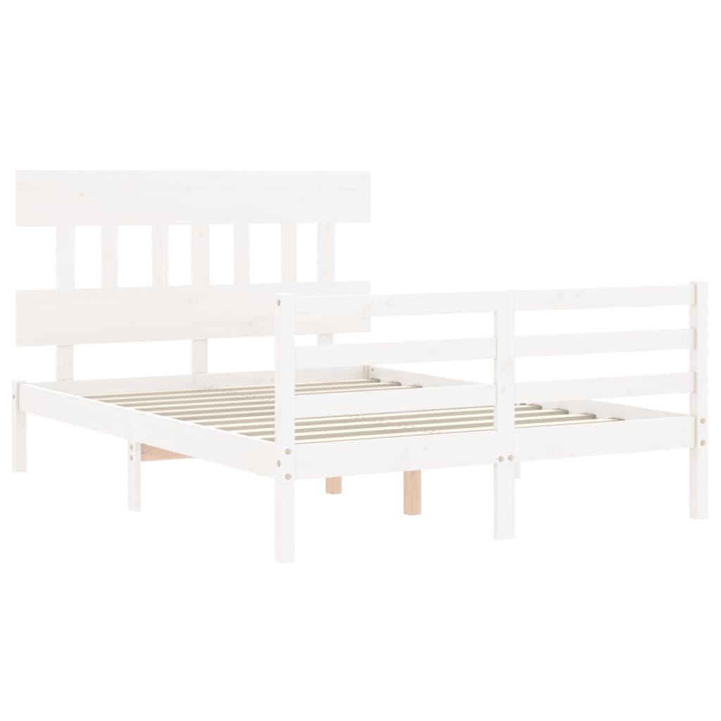 Cadre de lit sans matelas blanc bois massif - XIOS