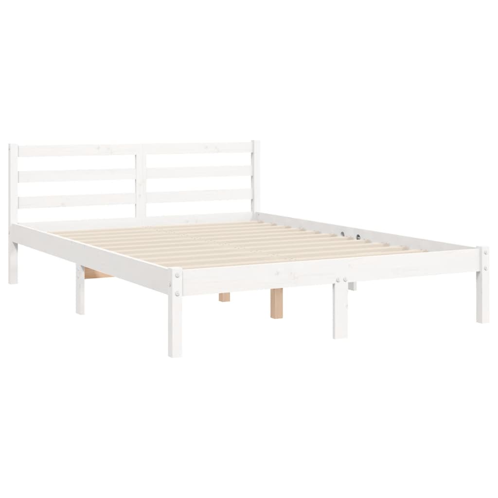 Cadre de lit sans matelas blanc bois massif - XIOS