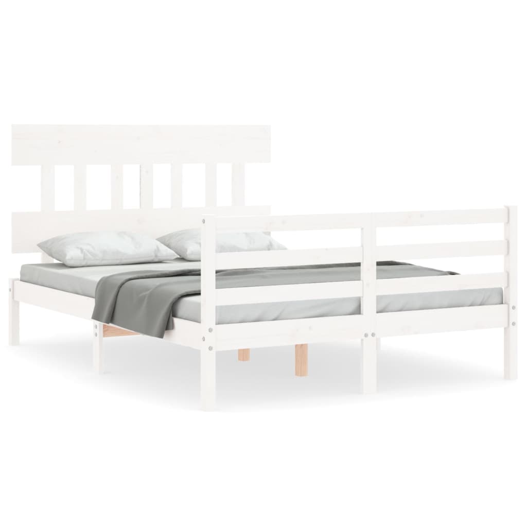 Cadre de lit sans matelas blanc 140x190 cm bois massif - XIOS