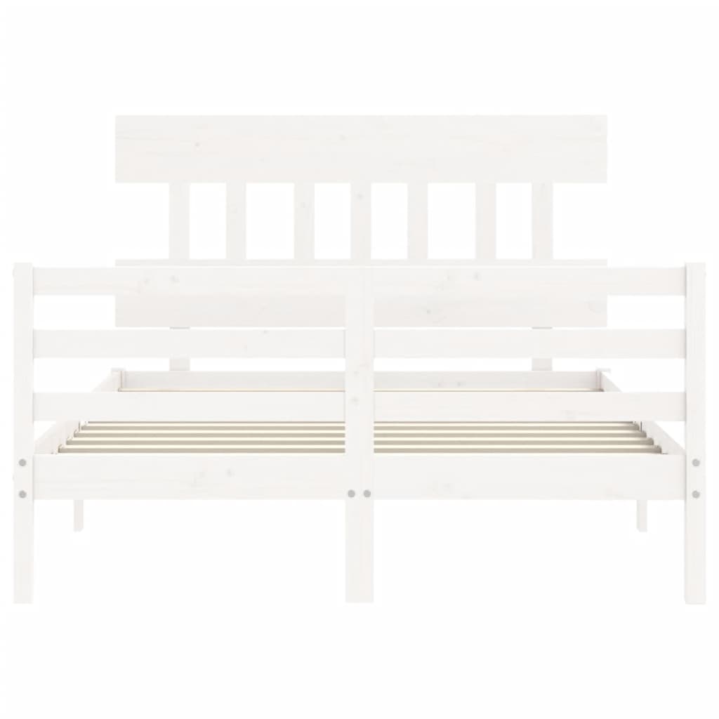 Cadre de lit sans matelas blanc 140x190 cm bois massif - XIOS