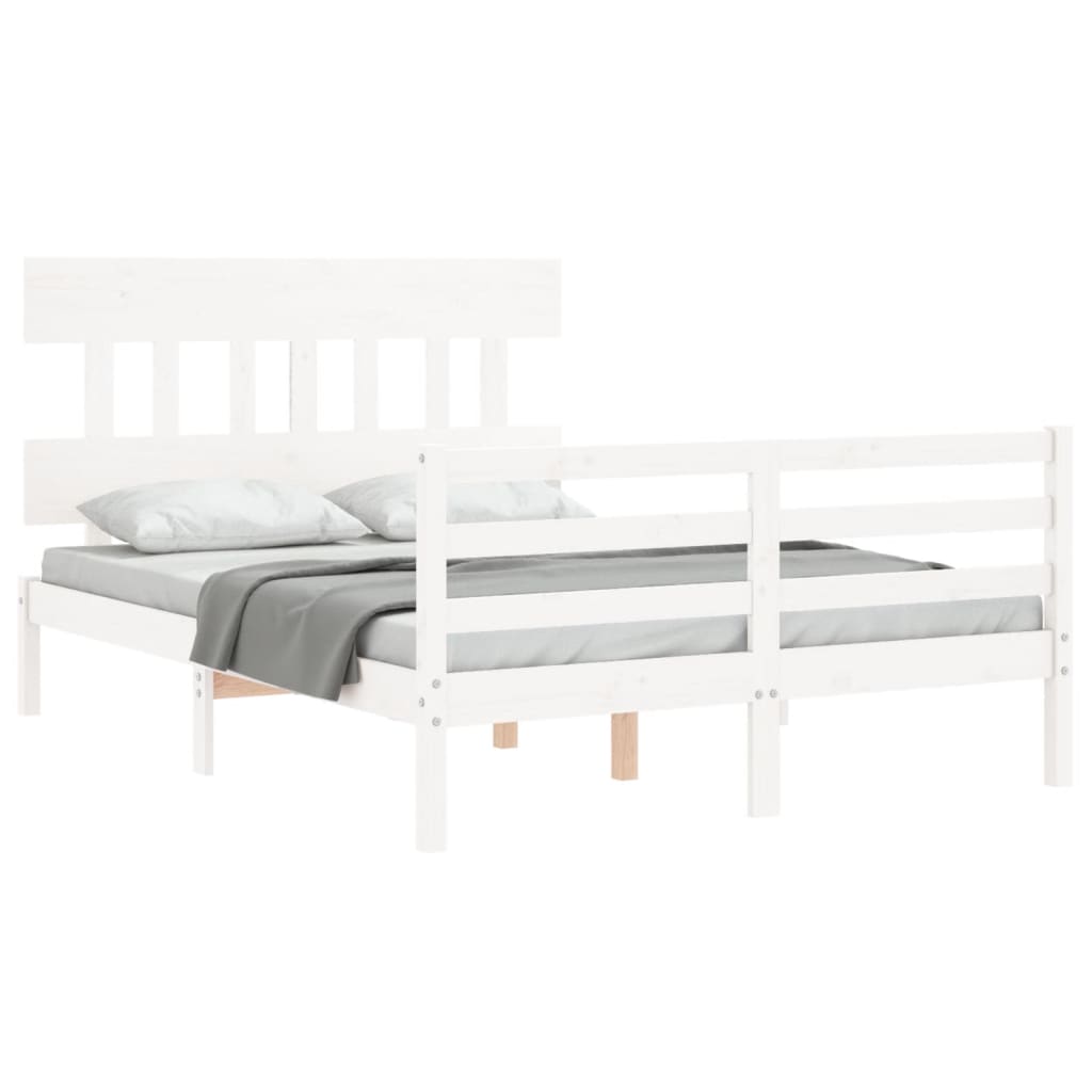 Cadre de lit sans matelas blanc 140x200 cm bois massif - XIOS