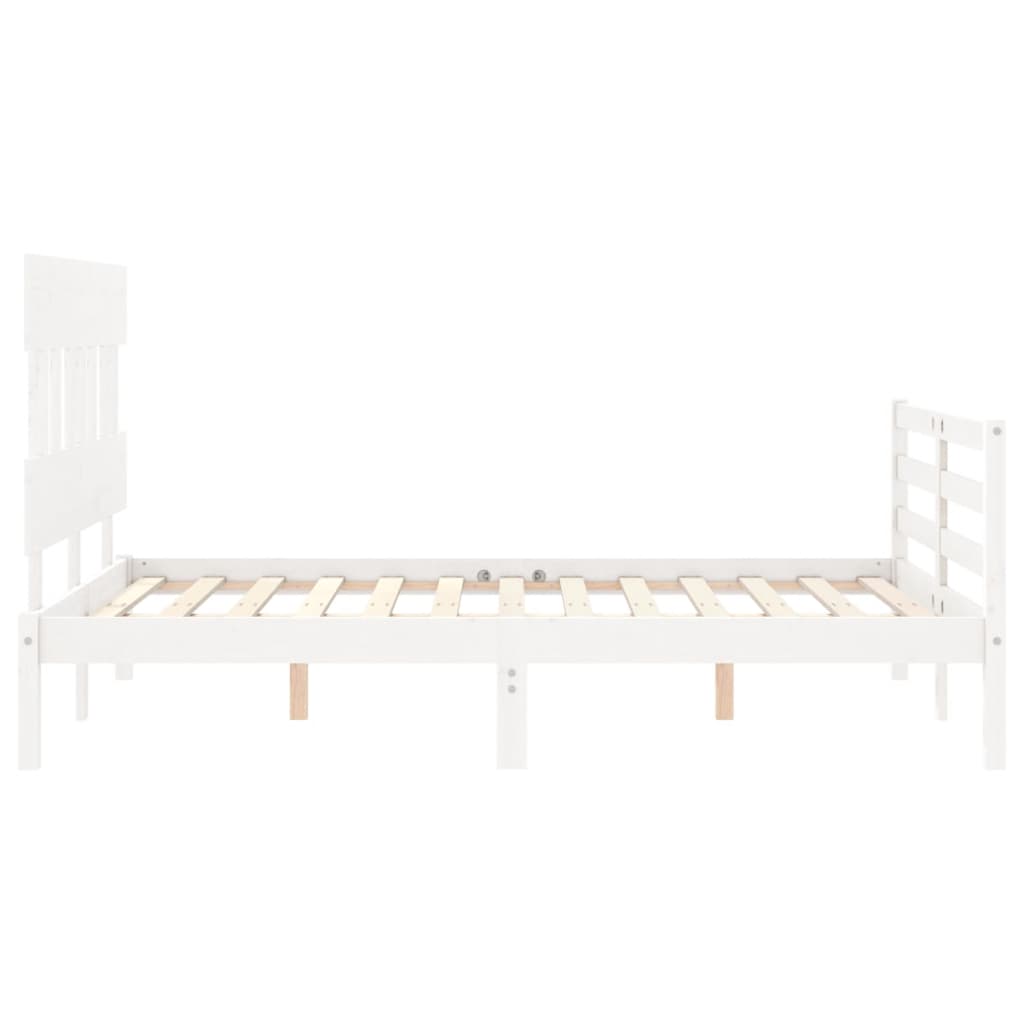 Cadre de lit sans matelas blanc 140x200 cm bois massif - XIOS