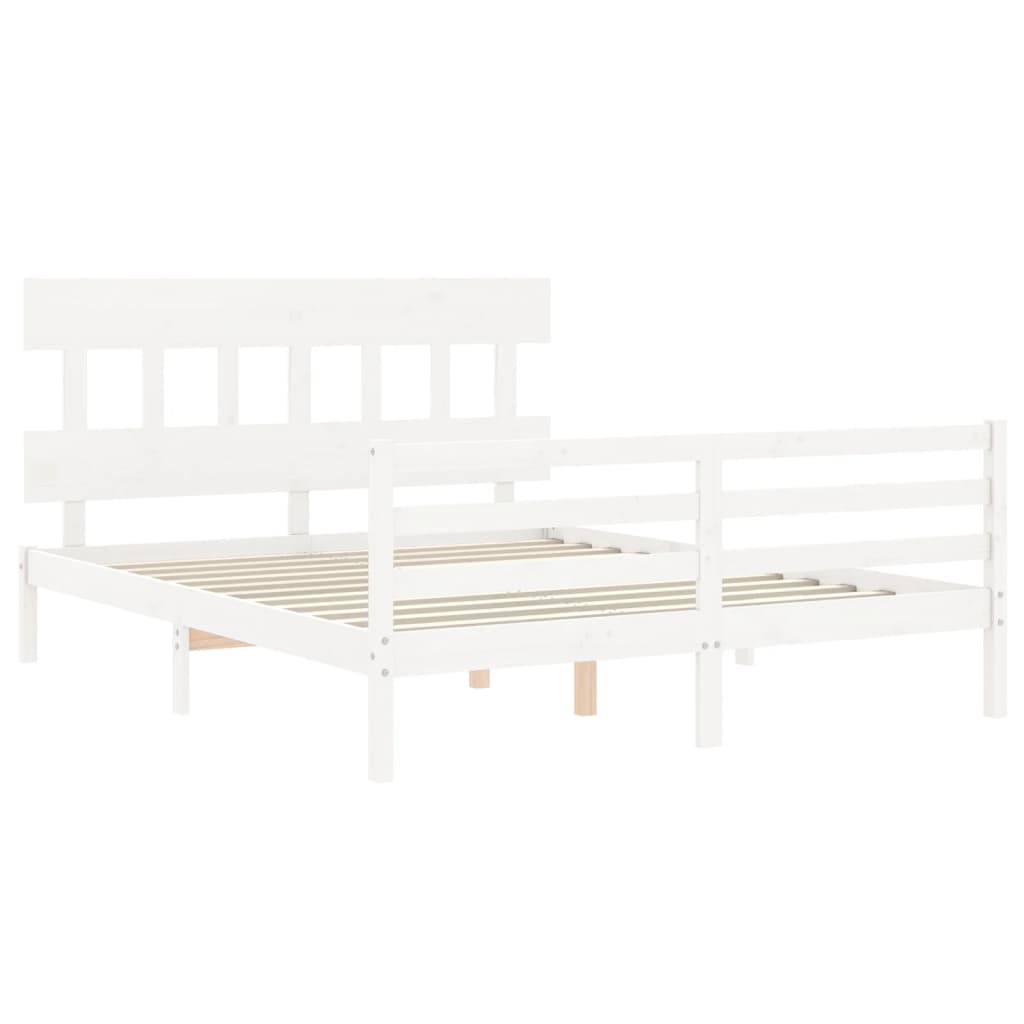 Cadre de lit sans matelas blanc 160x200 cm bois massif - XIOS