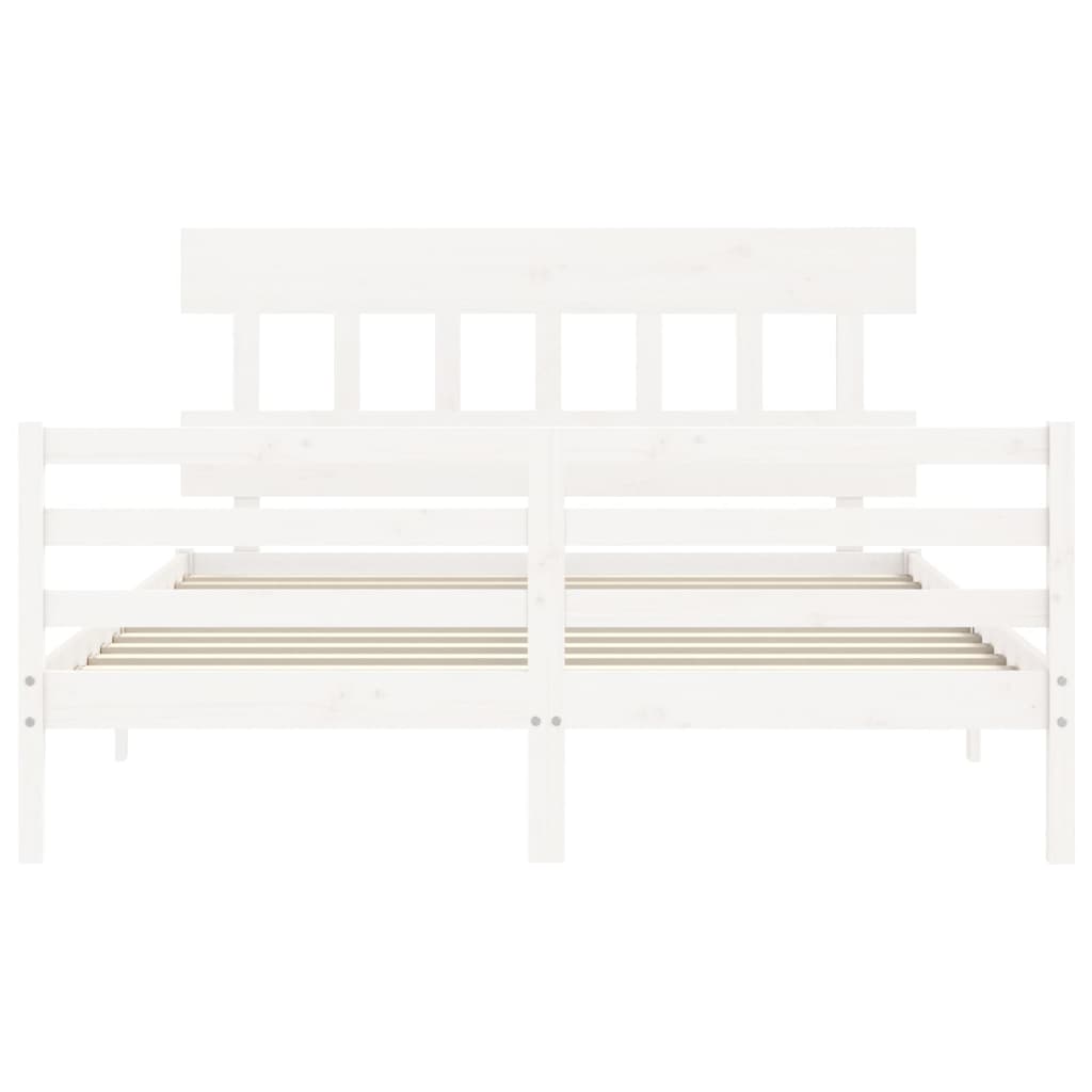 Cadre de lit sans matelas blanc 160x200 cm bois massif - XIOS