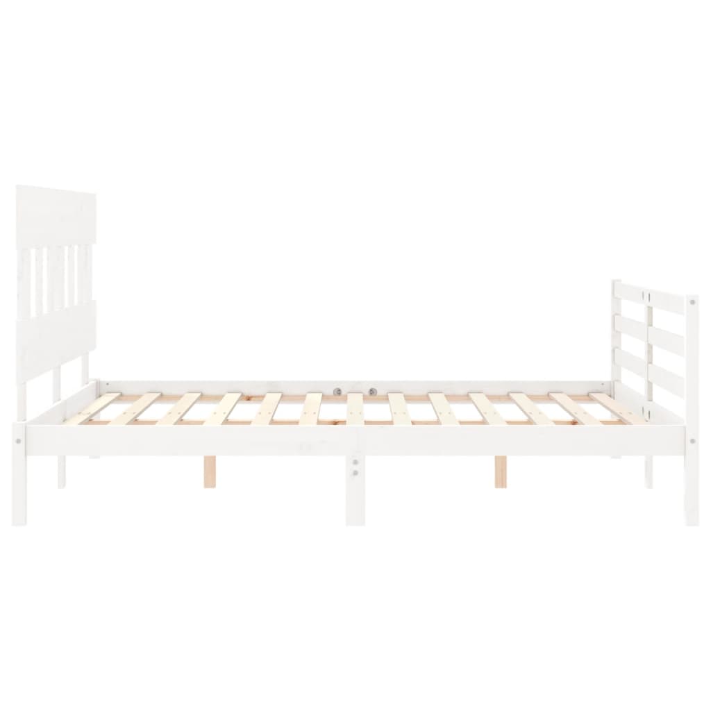 Cadre de lit sans matelas blanc 160x200 cm bois massif - XIOS