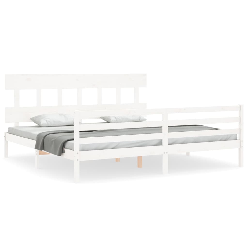 Cadre de lit sans matelas blanc 200x200 cm bois massif - XIOS