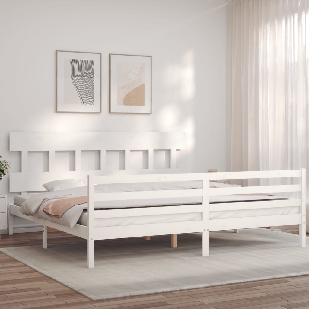 Cadre de lit sans matelas blanc 200x200 cm bois massif - XIOS