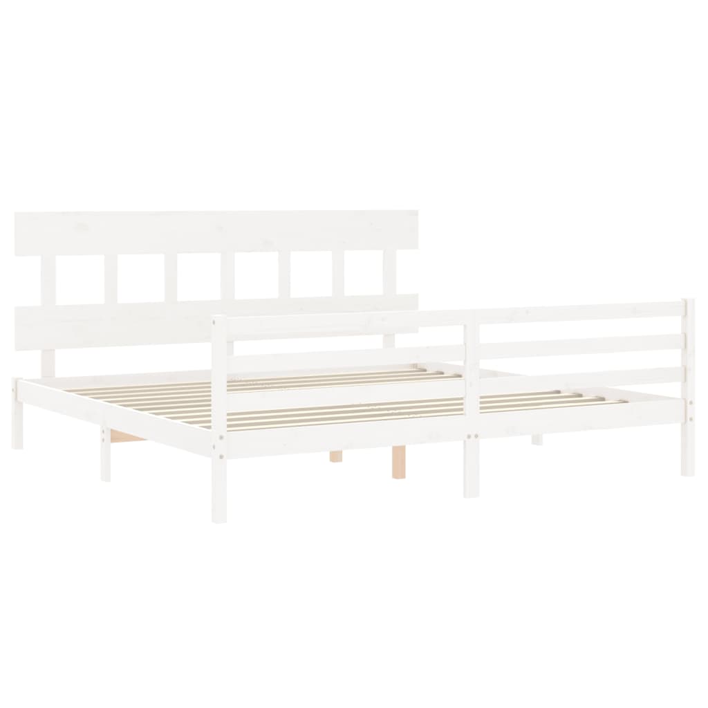 Cadre de lit sans matelas blanc 200x200 cm bois massif - XIOS