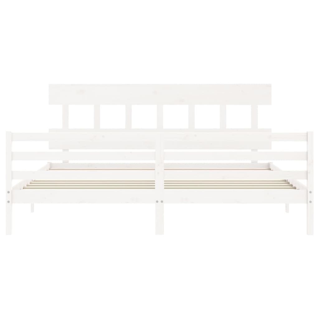 Cadre de lit sans matelas blanc 200x200 cm bois massif - XIOS