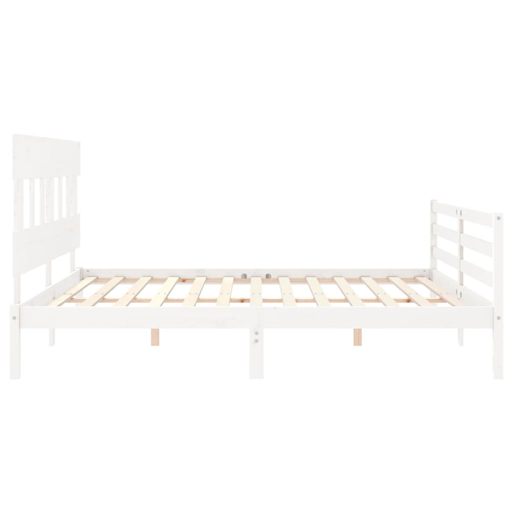 Cadre de lit sans matelas blanc 200x200 cm bois massif - XIOS