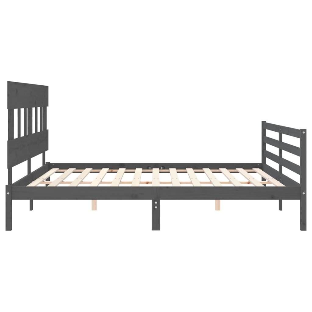 Cadre de lit sans matelas gris 200x200 cm bois massif - XIOS