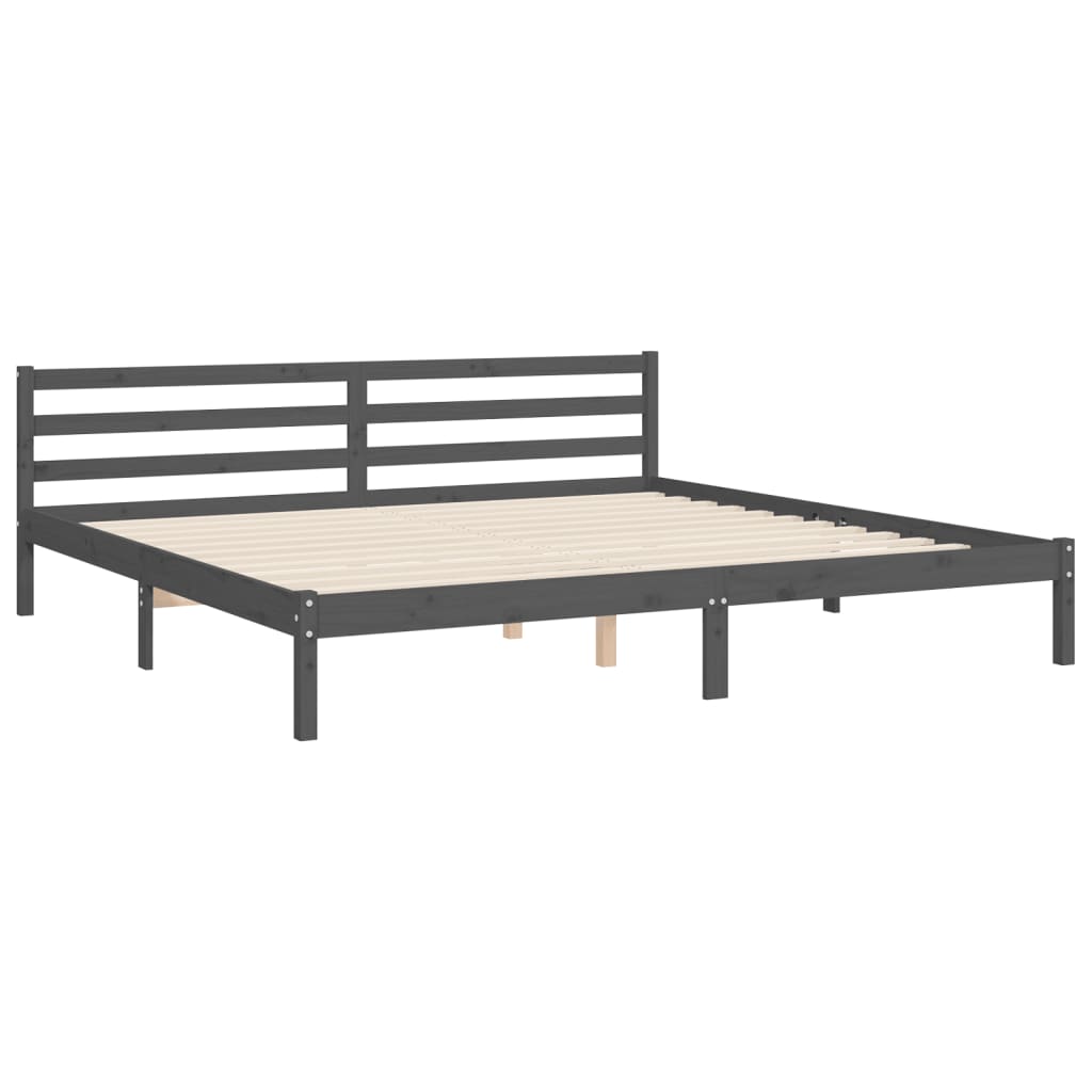 Cadre de lit sans matelas gris 200x200 cm bois massif - XIOS