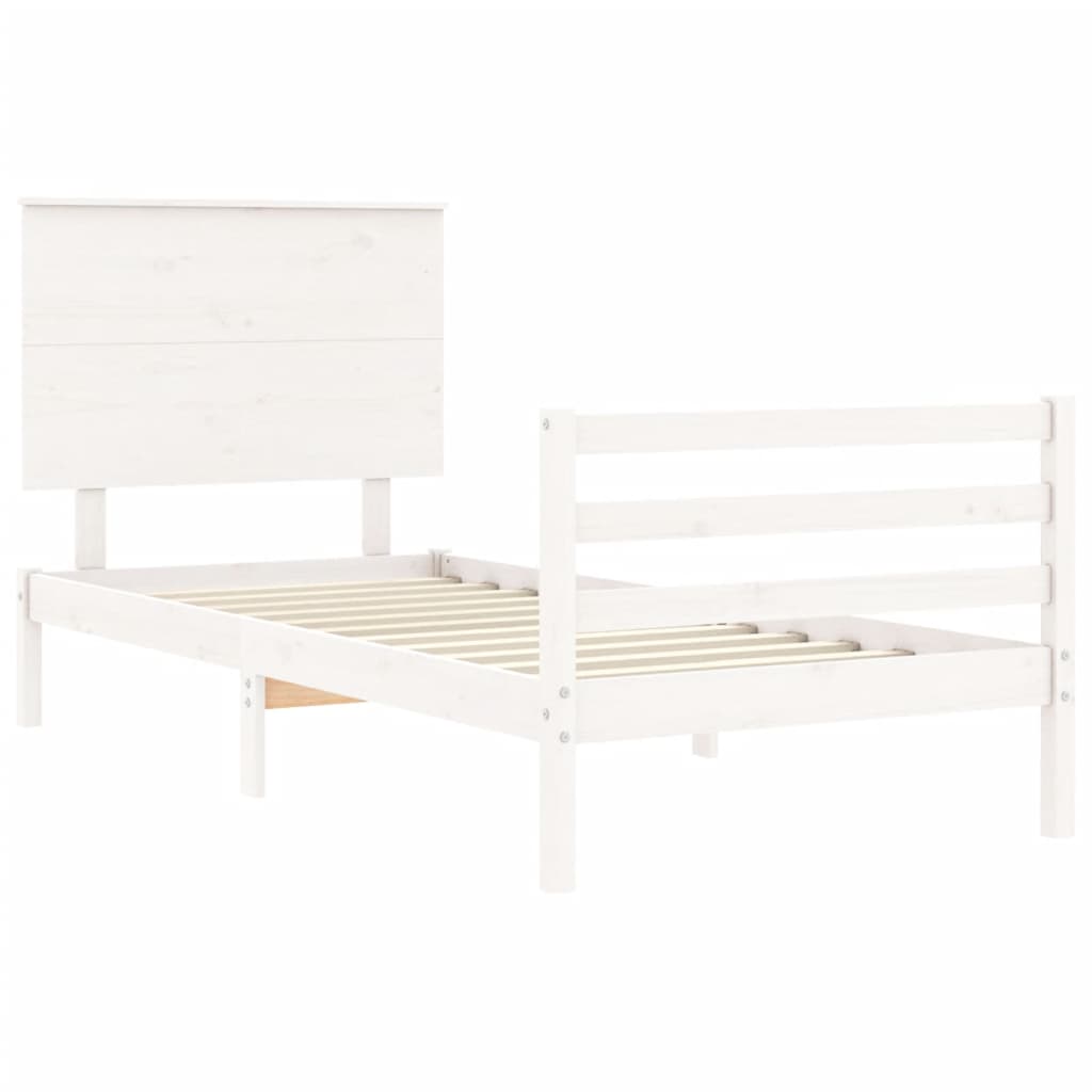 Cadre de lit sans matelas blanc bois massif - XIOS