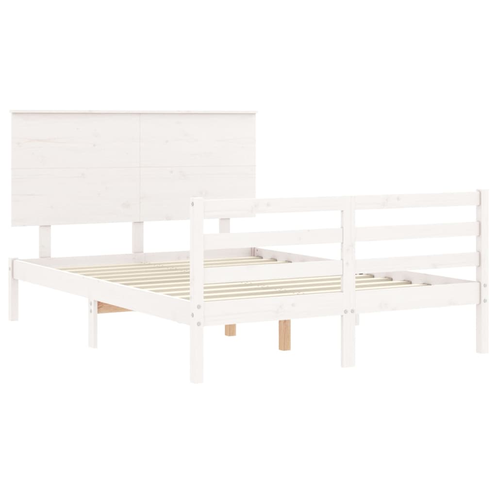 Cadre de lit sans matelas blanc bois massif - XIOS