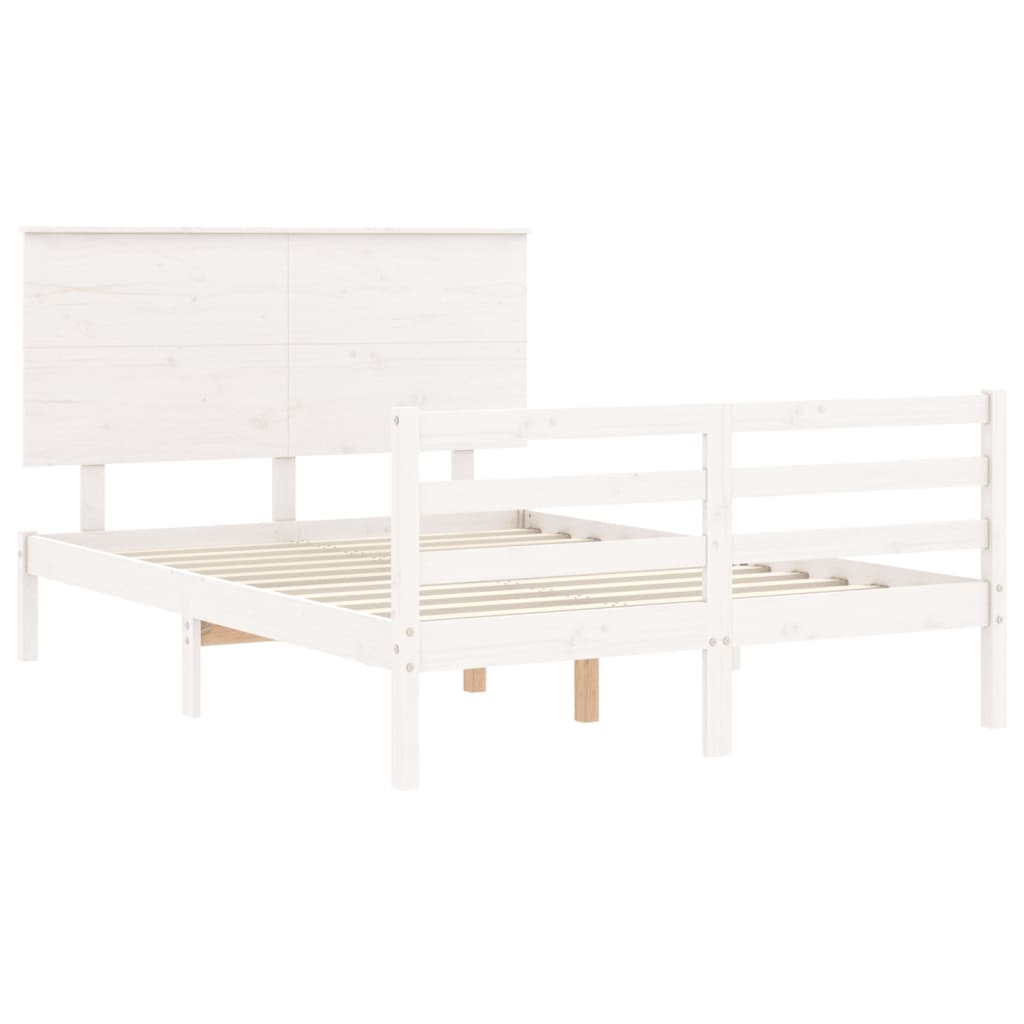 Cadre de lit sans matelas blanc 140x190 cm bois massif - XIOS