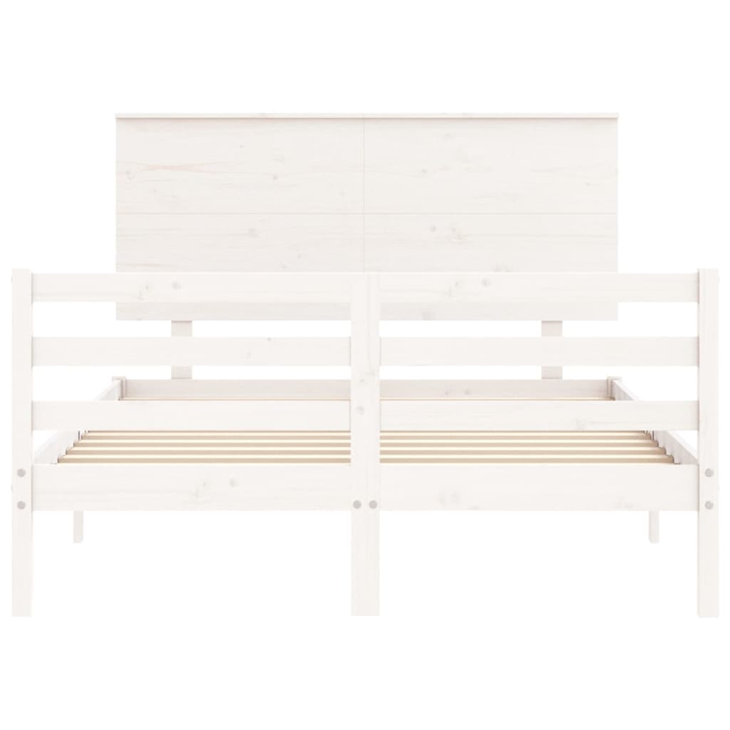 Cadre de lit sans matelas blanc 140x190 cm bois massif - XIOS