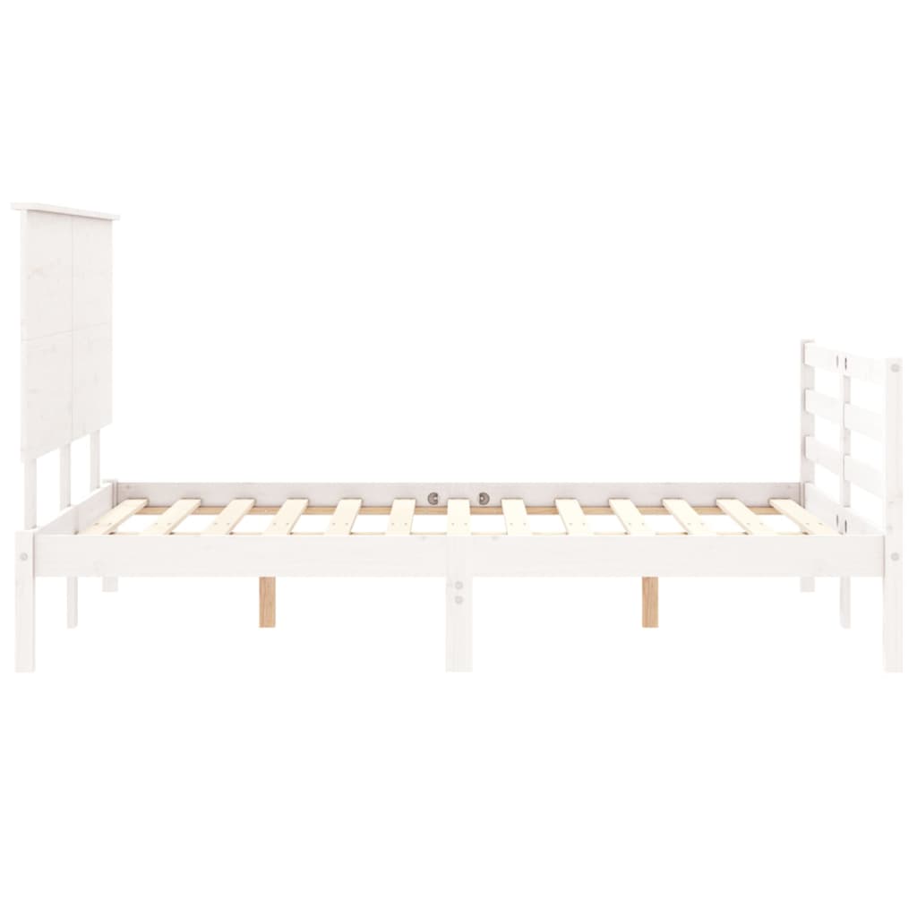 Cadre de lit sans matelas blanc 140x190 cm bois massif - XIOS