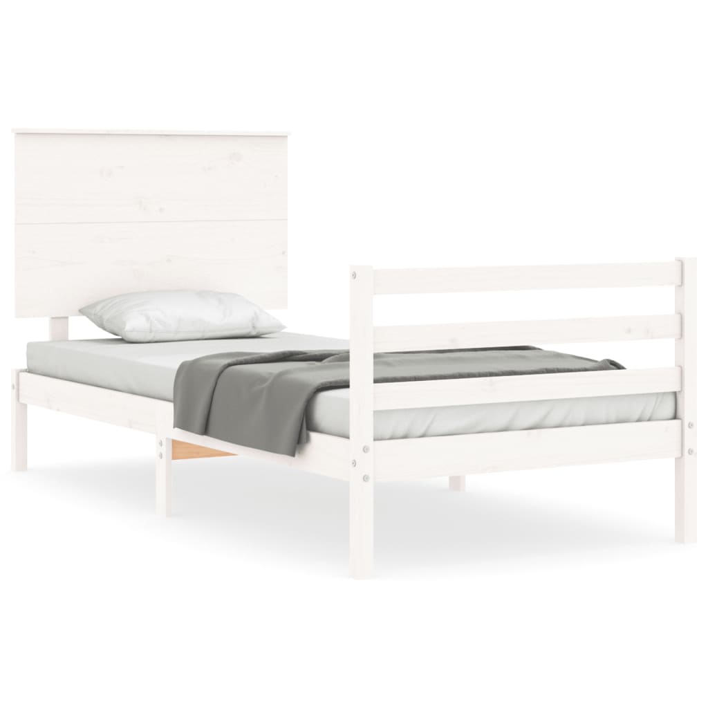 Cadre de lit sans matelas blanc 90x200 cm bois massif - XIOS