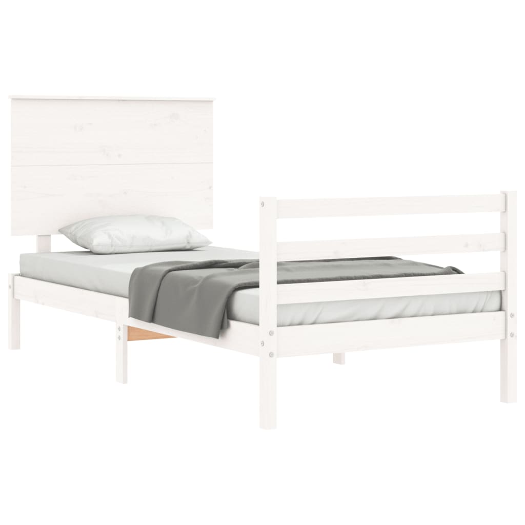 Cadre de lit sans matelas blanc 90x200 cm bois massif - XIOS