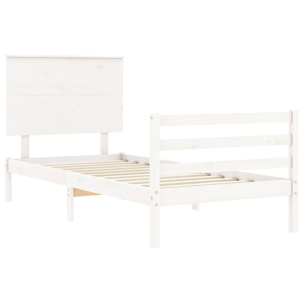 Cadre de lit sans matelas blanc 90x200 cm bois massif - XIOS