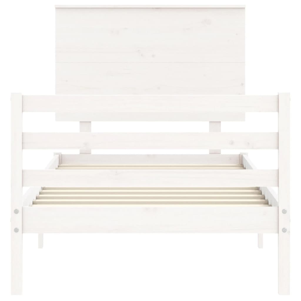 Cadre de lit sans matelas blanc 90x200 cm bois massif - XIOS