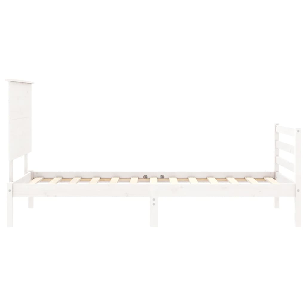 Cadre de lit sans matelas blanc 90x200 cm bois massif - XIOS