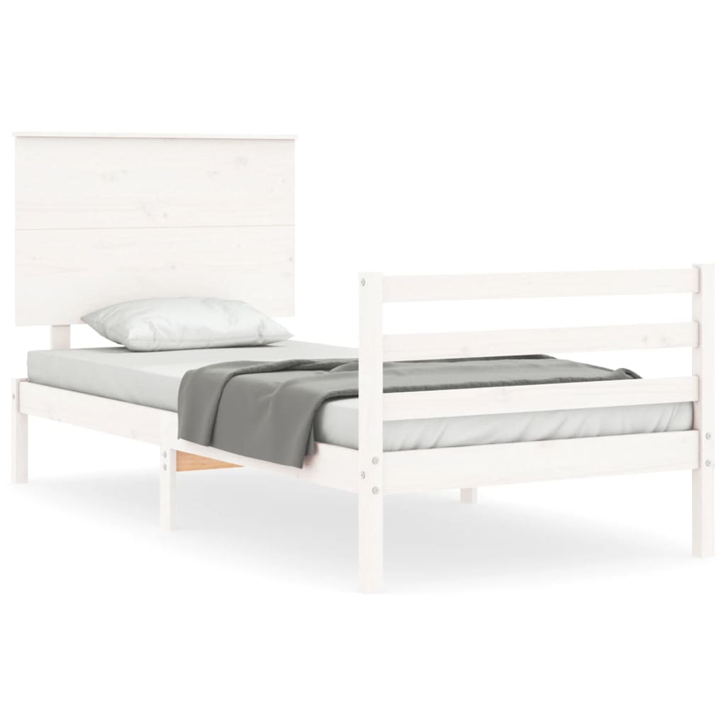 Cadre de lit sans matelas blanc 100x200 cm bois massif - XIOS