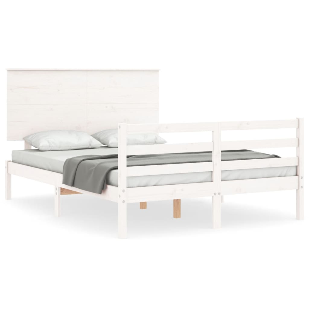 Cadre de lit sans matelas blanc 140x200 cm bois massif - XIOS
