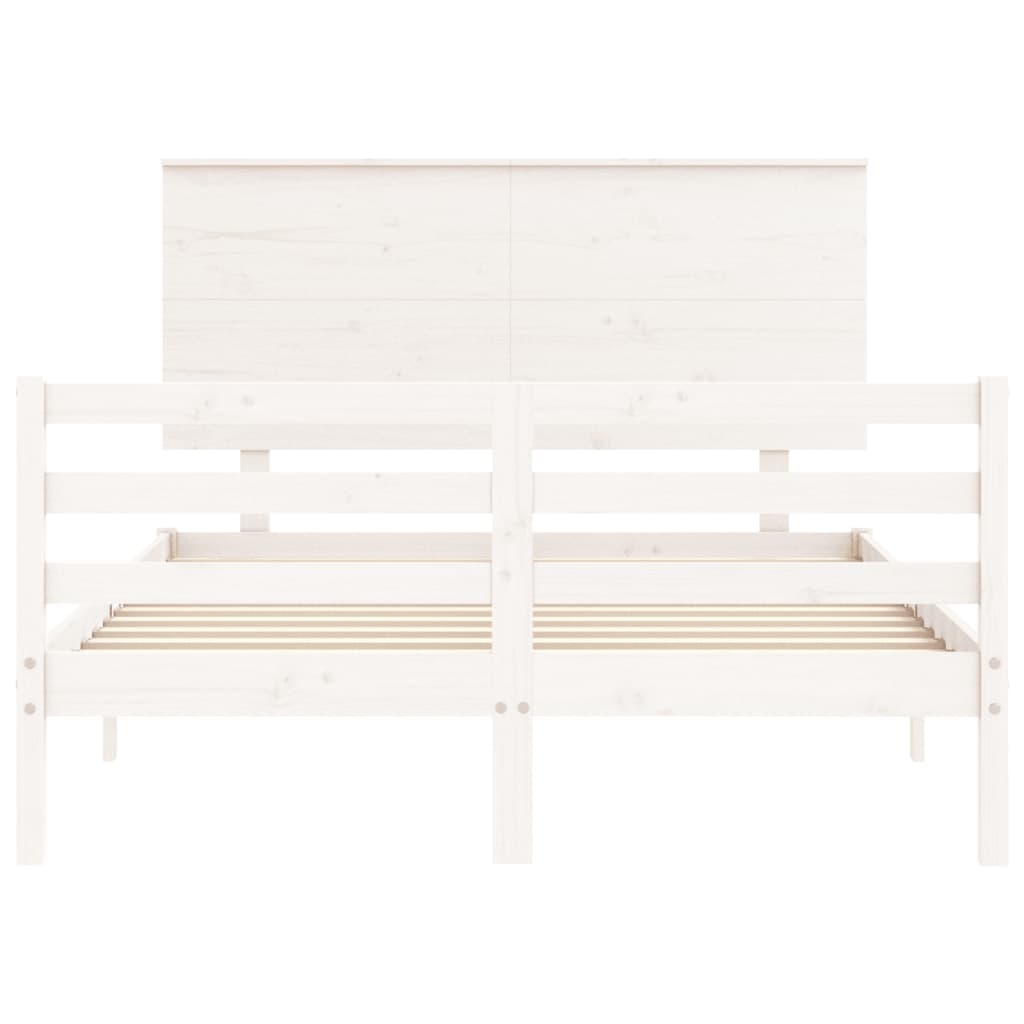 Cadre de lit sans matelas blanc 140x200 cm bois massif - XIOS