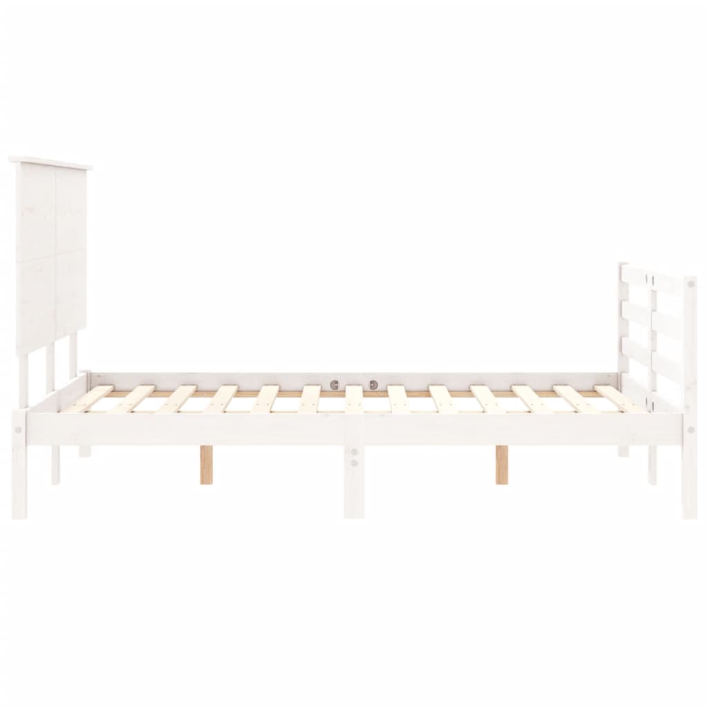 Cadre de lit sans matelas blanc 140x200 cm bois massif - XIOS
