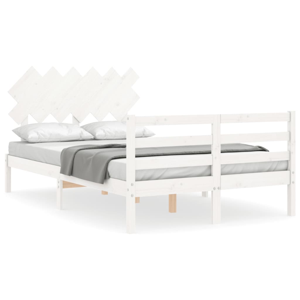 Cadre de lit sans matelas blanc bois massif - XIOS