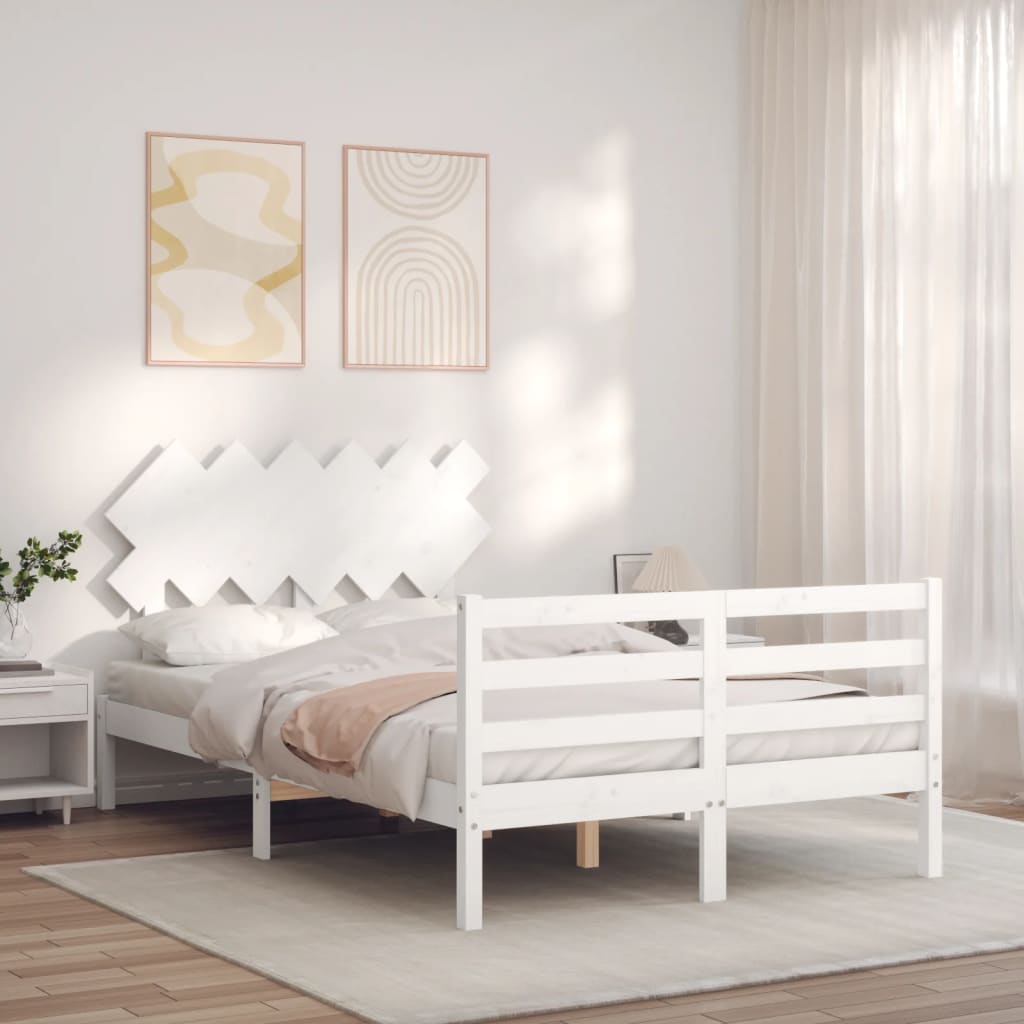 Cadre de lit sans matelas blanc bois massif - XIOS