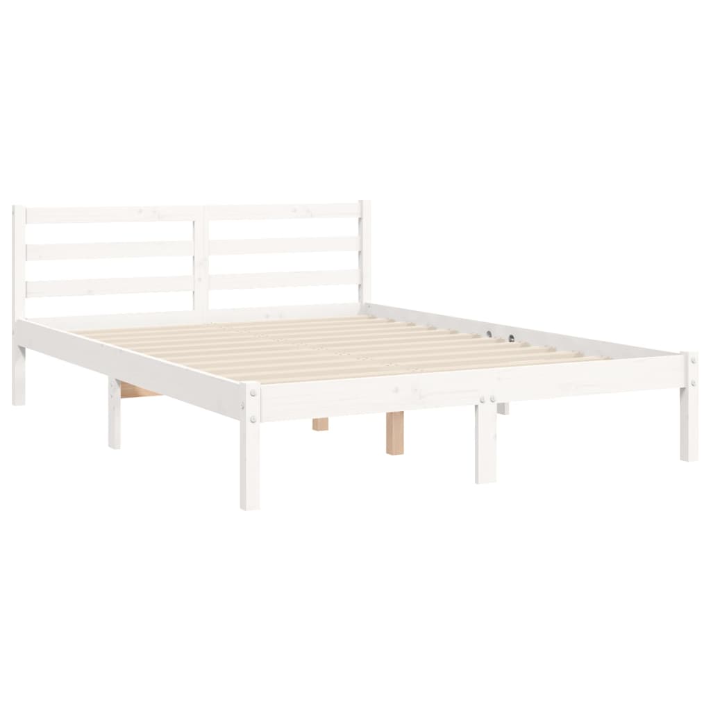 Cadre de lit sans matelas blanc bois massif - XIOS