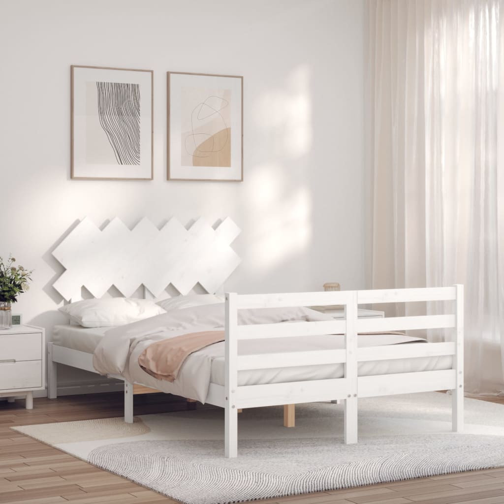 Cadre de lit sans matelas blanc bois massif - XIOS