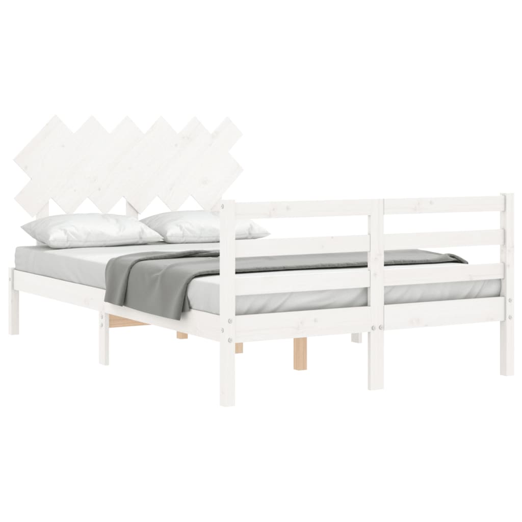 Cadre de lit sans matelas blanc bois massif - XIOS
