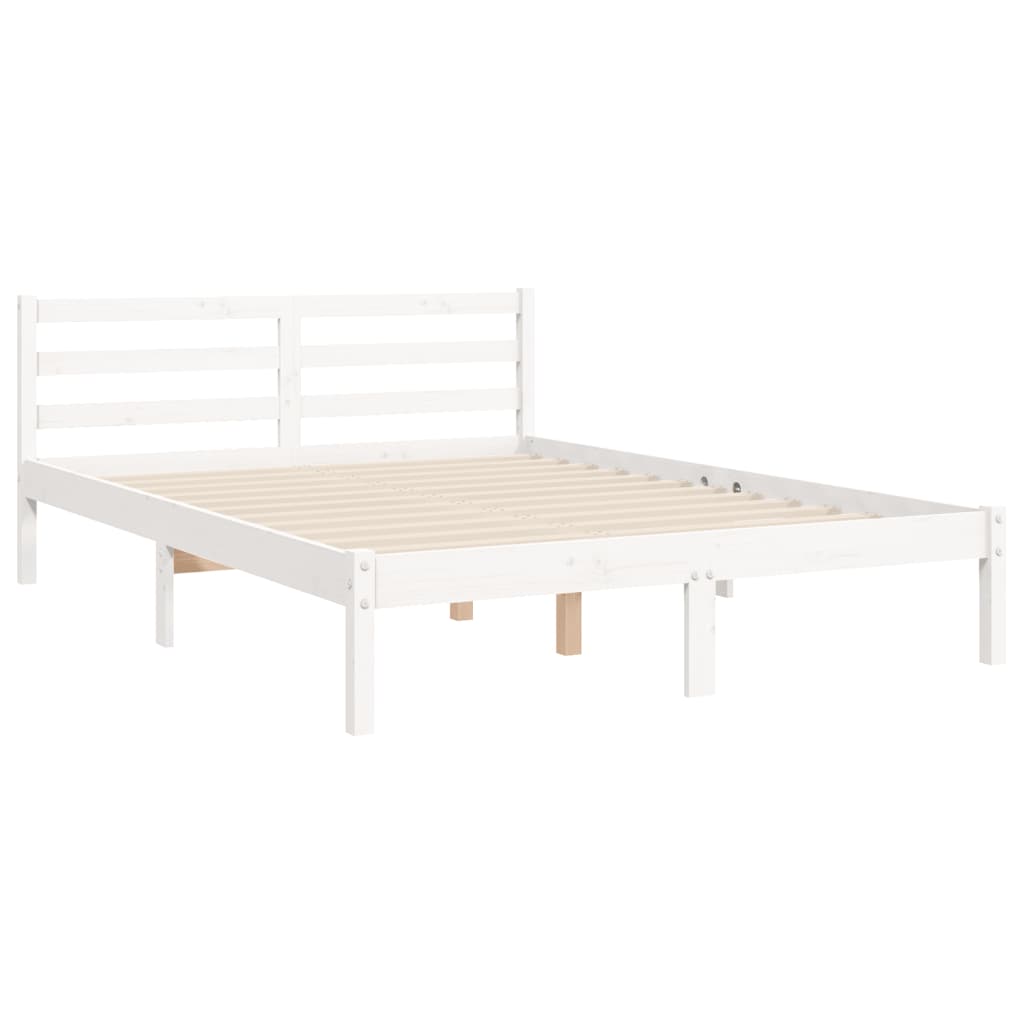 Cadre de lit sans matelas blanc bois massif - XIOS