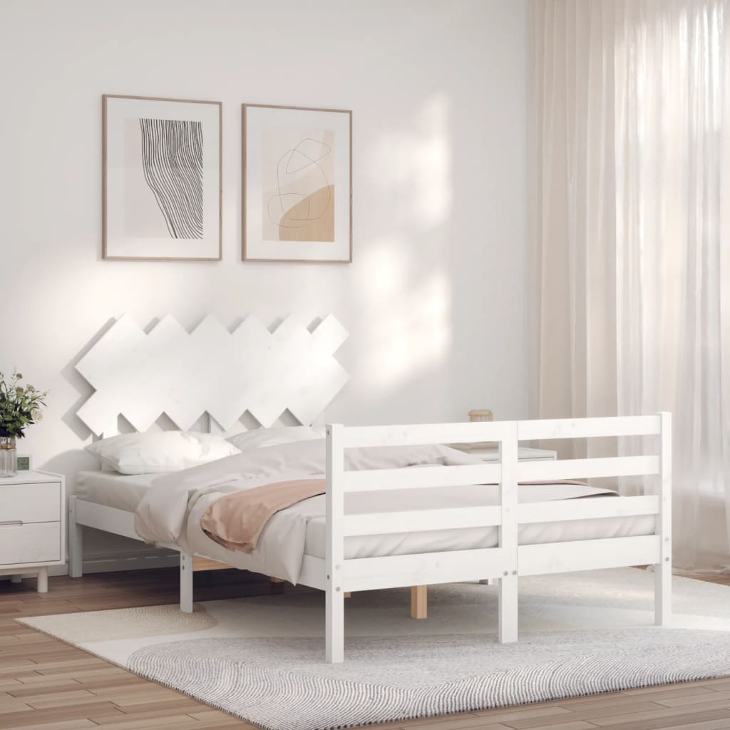 Cadre de lit sans matelas blanc bois massif - XIOS