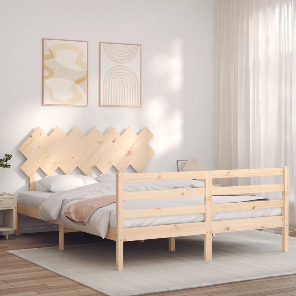 Cadre de lit sans matelas 140x190 cm bois massif - XIOS