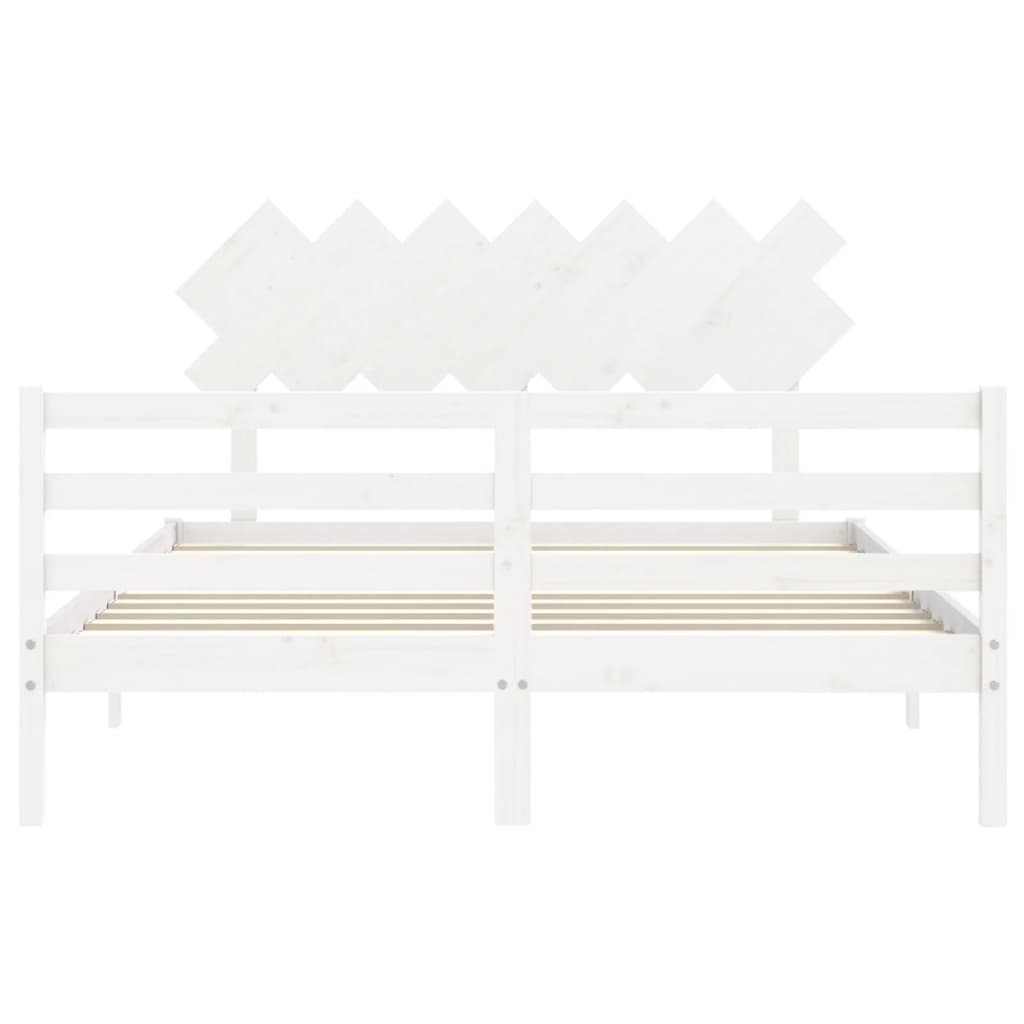 Cadre de lit sans matelas blanc 140x190 cm bois massif - XIOS