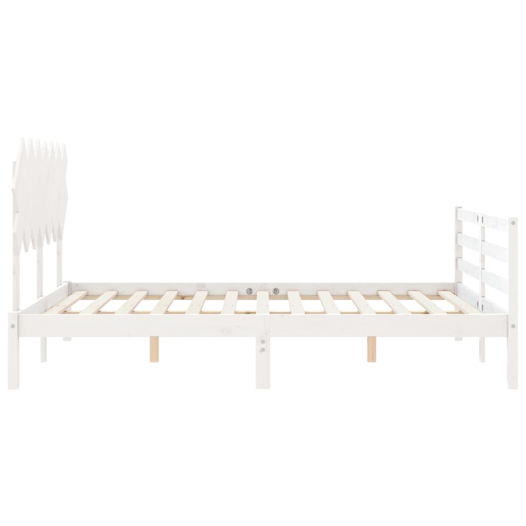 Cadre de lit sans matelas blanc 140x190 cm bois massif - XIOS