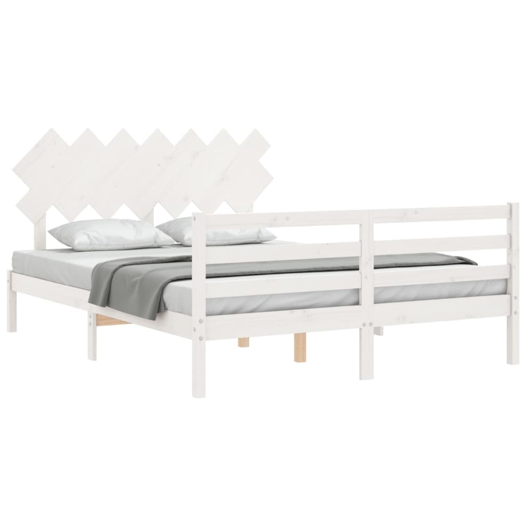 Cadre de lit sans matelas blanc 140x200 cm bois massif - XIOS
