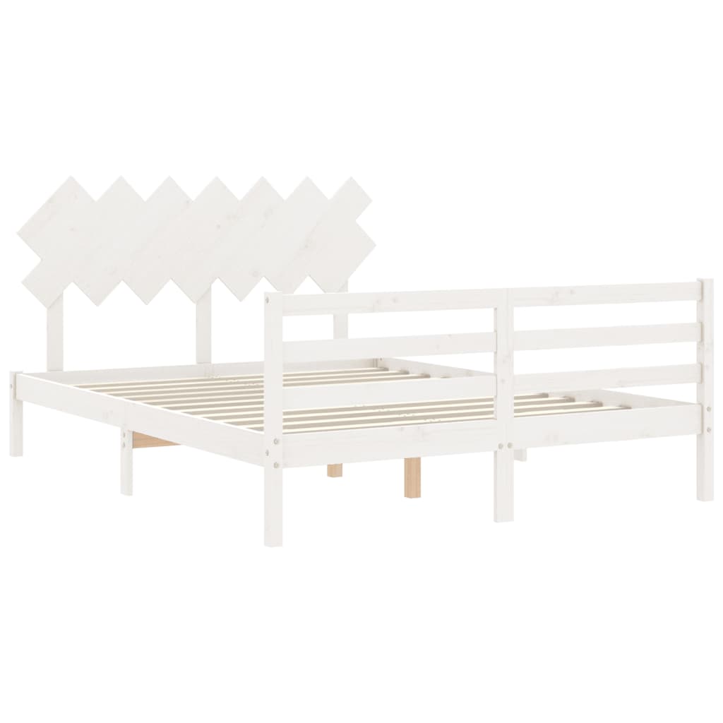 Cadre de lit sans matelas blanc 140x200 cm bois massif - XIOS
