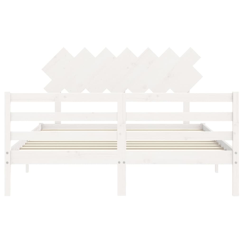 Cadre de lit sans matelas blanc 140x200 cm bois massif - XIOS