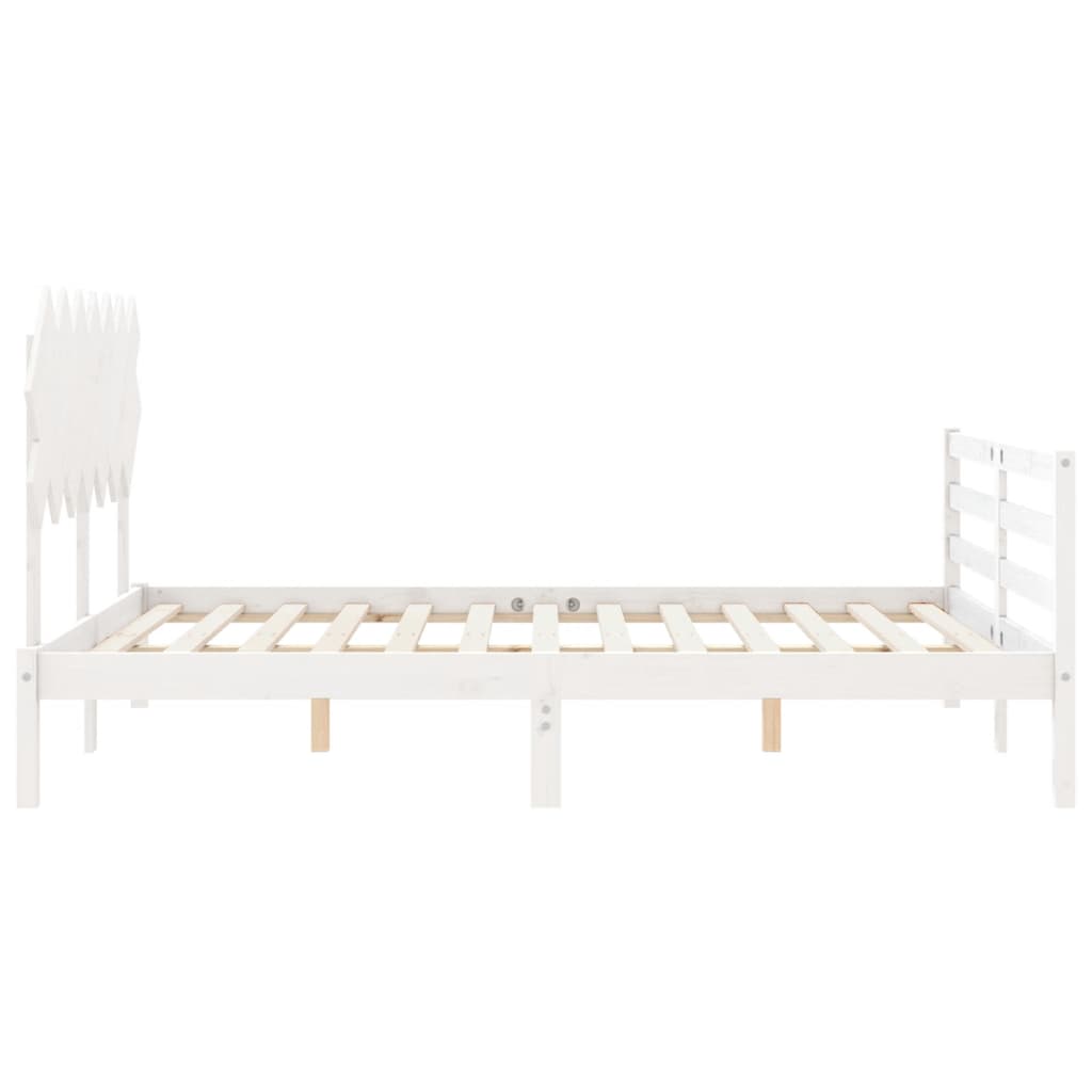 Cadre de lit sans matelas blanc 140x200 cm bois massif - XIOS