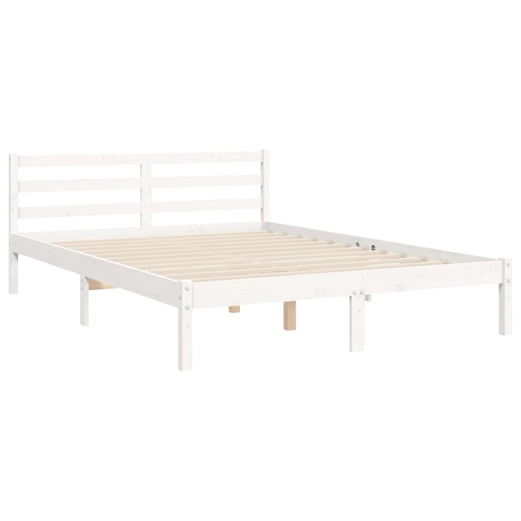 Cadre de lit sans matelas blanc 140x200 cm bois massif - XIOS