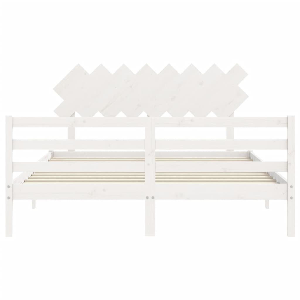 Cadre de lit sans matelas blanc 160x200 cm bois massif - XIOS