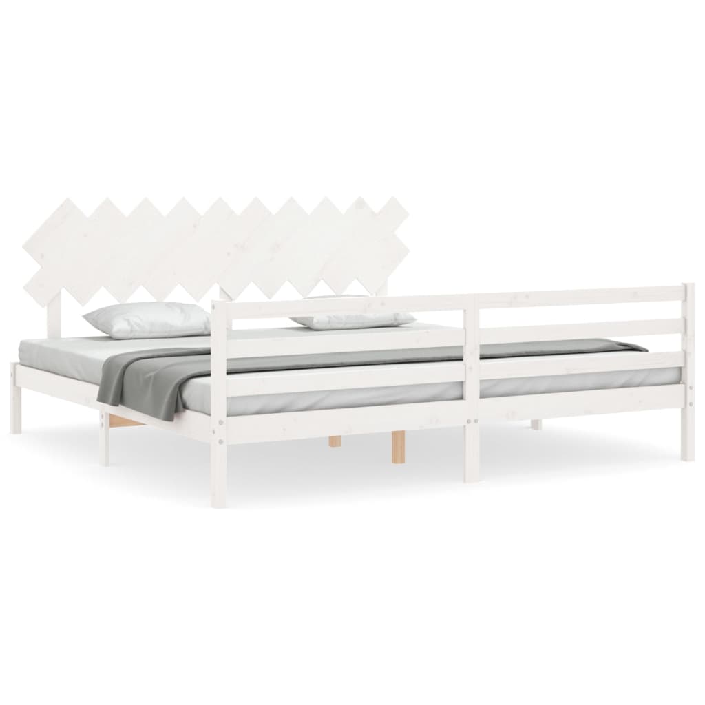 Cadre de lit sans matelas blanc 200x200 cm bois massif - XIOS